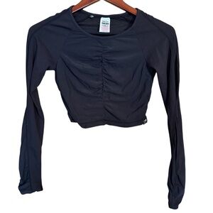 Gymshark Black Ruched Long Sleeve Crop Top